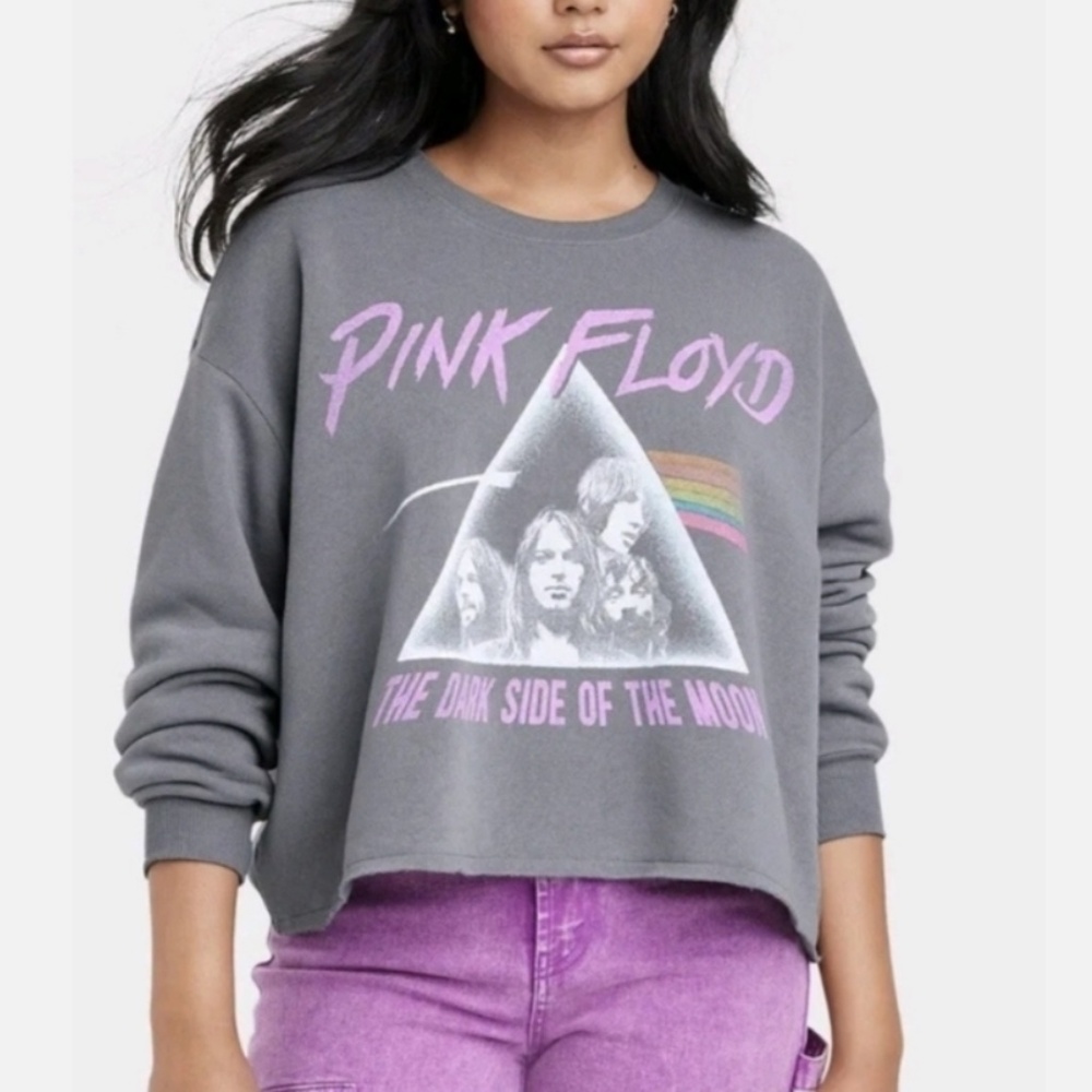 Grayson Threads Pink Floyd Grey Oversized Cropped Boxy Sweatshirt NWT